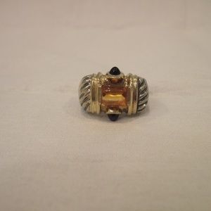 Cable style sterling silver citrine ring